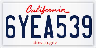 CA license plate 6YEA539