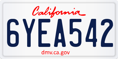 CA license plate 6YEA542