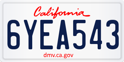 CA license plate 6YEA543