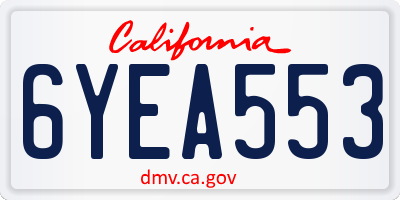 CA license plate 6YEA553