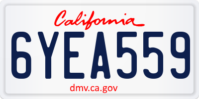 CA license plate 6YEA559
