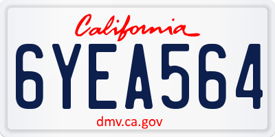 CA license plate 6YEA564