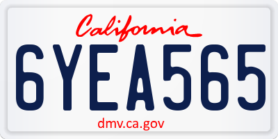CA license plate 6YEA565