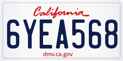 CA license plate 6YEA568