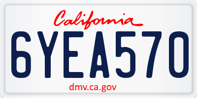 CA license plate 6YEA570