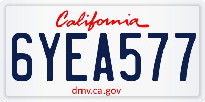 CA license plate 6YEA577
