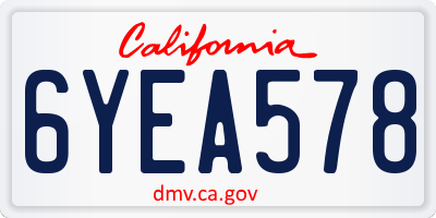 CA license plate 6YEA578