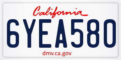 CA license plate 6YEA580