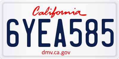 CA license plate 6YEA585