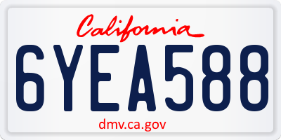 CA license plate 6YEA588