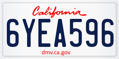 CA license plate 6YEA596