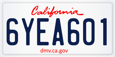 CA license plate 6YEA601