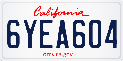 CA license plate 6YEA604