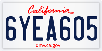 CA license plate 6YEA605