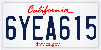 CA license plate 6YEA615