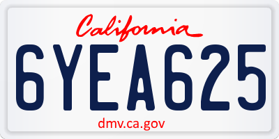 CA license plate 6YEA625