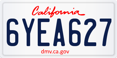 CA license plate 6YEA627