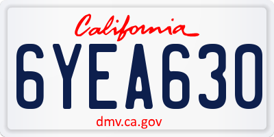 CA license plate 6YEA630