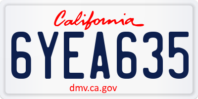 CA license plate 6YEA635