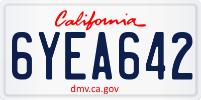 CA license plate 6YEA642