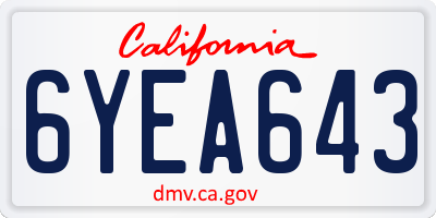 CA license plate 6YEA643