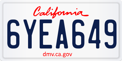 CA license plate 6YEA649