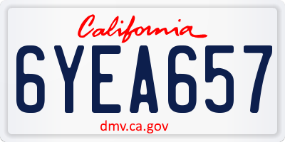 CA license plate 6YEA657