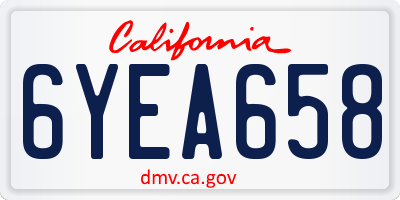 CA license plate 6YEA658