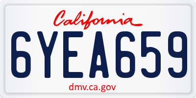 CA license plate 6YEA659