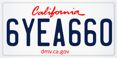CA license plate 6YEA660