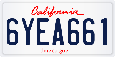 CA license plate 6YEA661