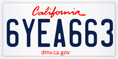 CA license plate 6YEA663