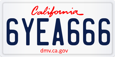 CA license plate 6YEA666
