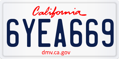 CA license plate 6YEA669