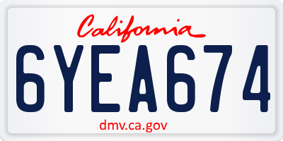 CA license plate 6YEA674