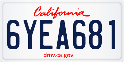 CA license plate 6YEA681