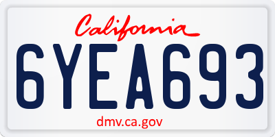 CA license plate 6YEA693