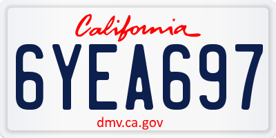 CA license plate 6YEA697