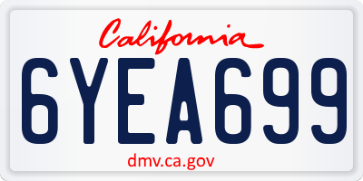 CA license plate 6YEA699