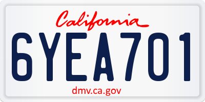 CA license plate 6YEA701