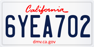 CA license plate 6YEA702