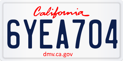 CA license plate 6YEA704