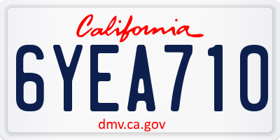 CA license plate 6YEA710