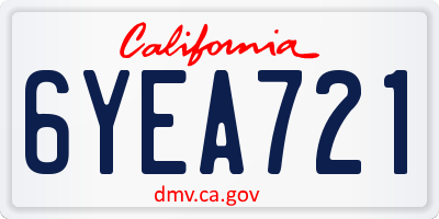 CA license plate 6YEA721