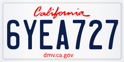 CA license plate 6YEA727
