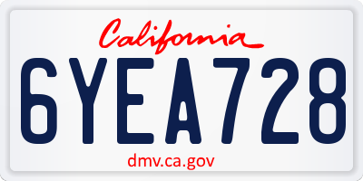 CA license plate 6YEA728
