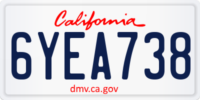 CA license plate 6YEA738