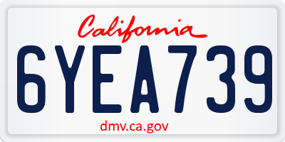 CA license plate 6YEA739