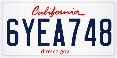 CA license plate 6YEA748