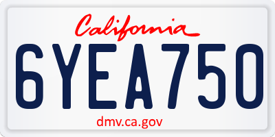 CA license plate 6YEA750